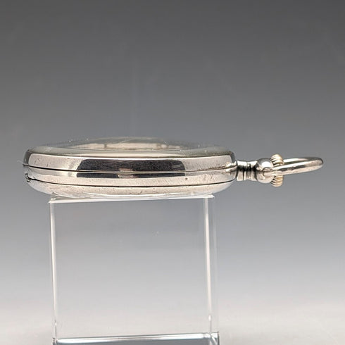 Antique Ulysse Nardin pocket watch with soccer engraving, silver side open face, in good working order