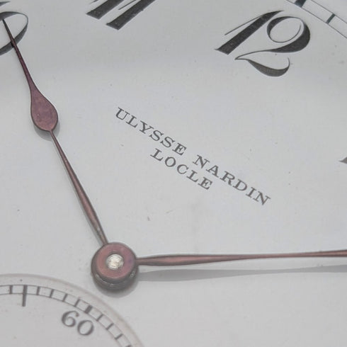 Antique Ulysse Nardin pocket watch with soccer engraving, silver side open face, in good working order