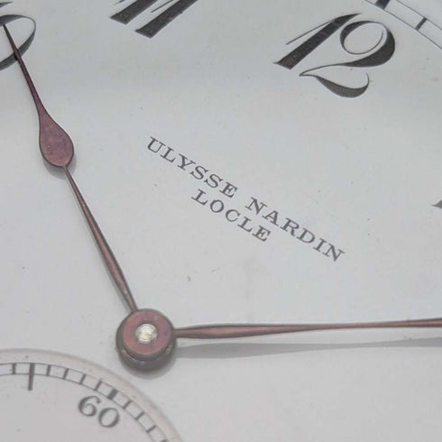 Antique Ulysse Nardin pocket watch with soccer engraving, silver side open face, in good working order
