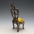 1920s Antique Brass Chair-Shaped Pocket Watch Holder with Yellow Embroidered Seat