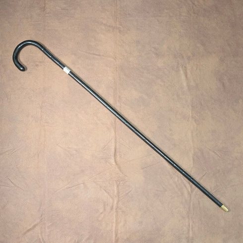 1920年代 英国アンティーク ブラックシャフト 曲がりハンドル 純銀装飾 ステッキ 杖 91cm