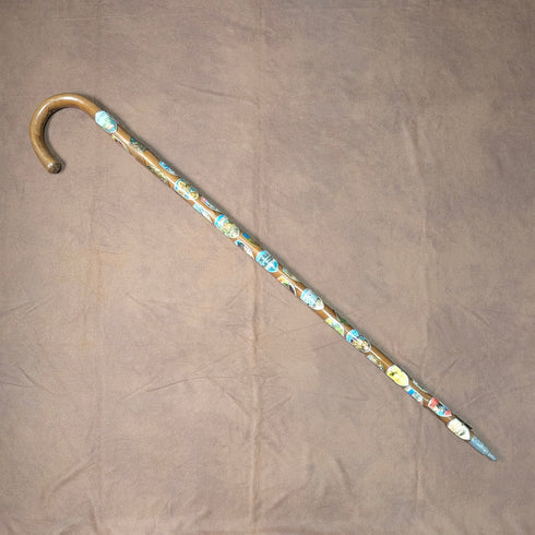 英國復古歐洲之旅彎柄旅遊手杖棕褐色桿 88 厘米