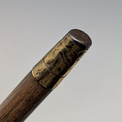 20 世紀 20 年代英國古董棕色桿,彎曲手柄,純銀裝飾,手杖,89 厘米