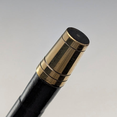 1920年代 英国アンティーク ブラックシャフト 曲がりハンドル 純銀装飾 ステッキ 杖 91cm