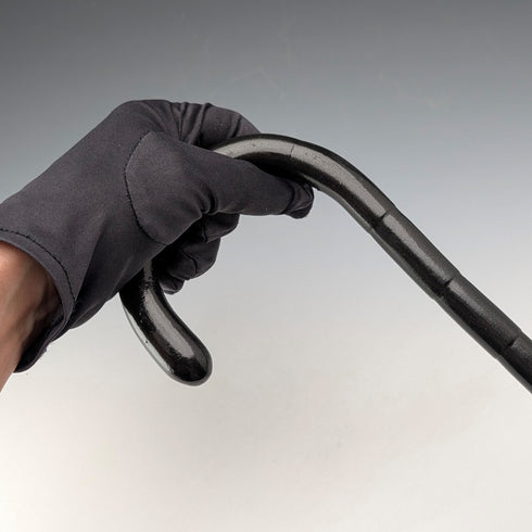 1920年代 英国アンティーク ブラックシャフト 曲がりハンドル 純銀装飾 ステッキ 杖 91cm