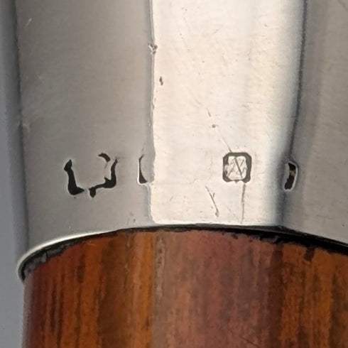 1924 年英國古董棕褐色桿純銀圓柄手杖 89 厘米