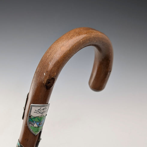 英国ヴィンテージ ヨーロッパ周遊 曲がりハンドル ツーリストステッキ タンシャフト 88cm