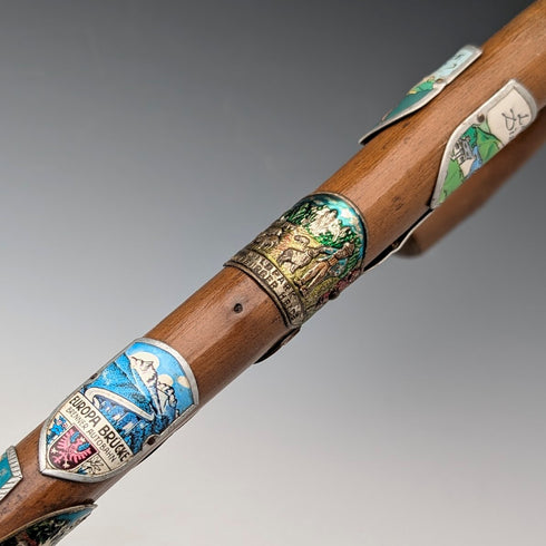 英國復古歐洲之旅彎柄旅遊手杖棕褐色桿 88 厘米