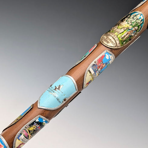 英國復古歐洲之旅彎柄旅遊手杖棕褐色桿 88 厘米