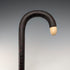 Antique British bone decorated curved handle leather wrapped iron shaft walking stick 89cm