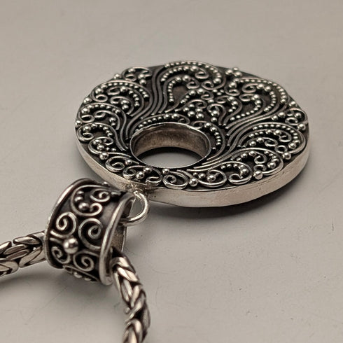 復古純銀吊墜和純銀拜占庭鏈項鍊,總重 47 克,SUARTI