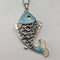 Vintage Sterling Silver Enamel Large Fish Pendant with Sterling Silver Necklace, 44g in total