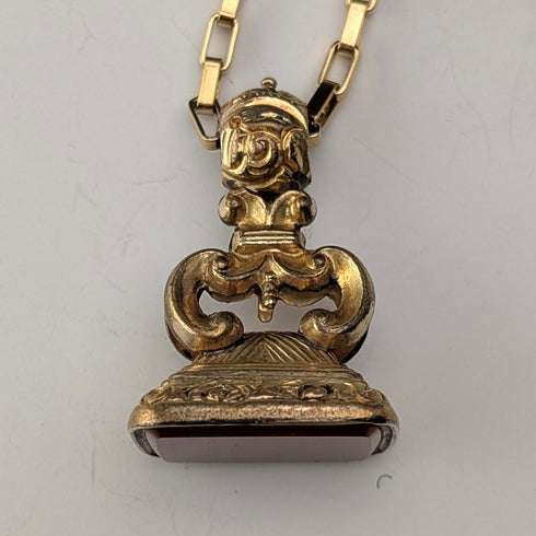 Antique rolled gold ceiling pendant with necklace