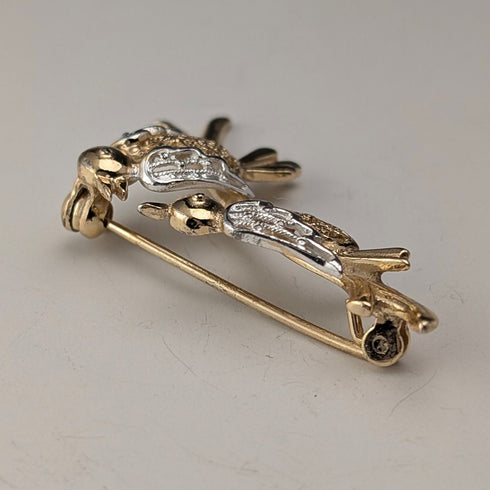 復古鍍金純銀愛情鳥胸針