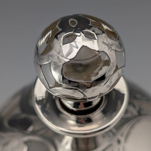 古董美國新藝術風格銀質玻璃香水瓶