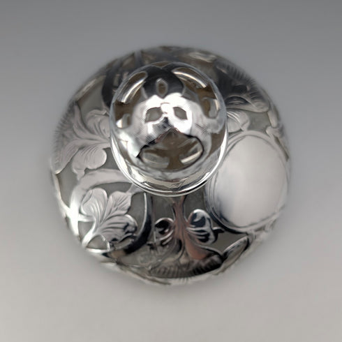 古董美國新藝術風格銀質玻璃香水瓶