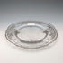Antique American silver overlay floral decorated glass plate, 27cm diameter