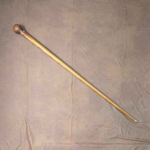 古董棕色和棕褐色鑲嵌圓柄手杖 88 厘米