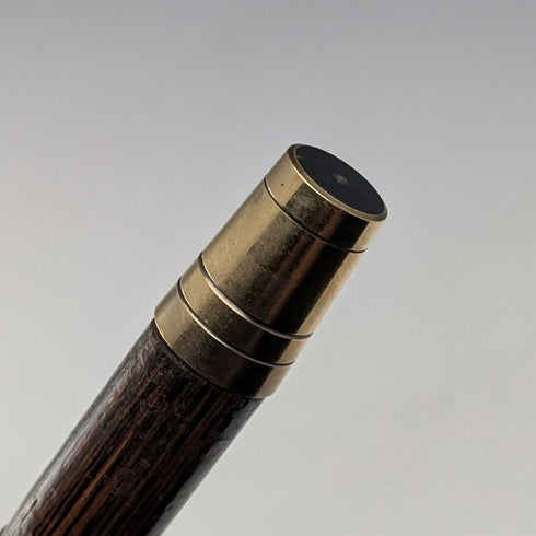 1914 年英國古董棕色桿、彎曲手柄、純銀裝飾手杖,85 厘米,J Howell & Co.