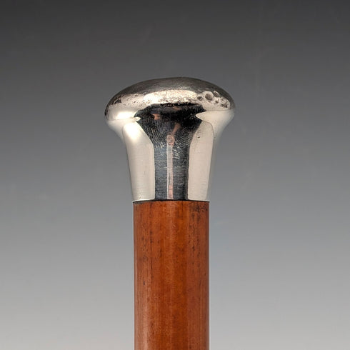 1924 年英國古董棕褐色桿純銀圓形手柄手杖 91 厘米