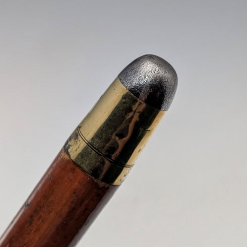 1924 年英國古董棕褐色桿純銀圓形手柄手杖 91 厘米