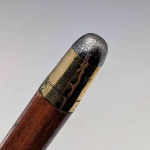 1924 年英國古董棕褐色桿純銀圓形手柄手杖 91 厘米