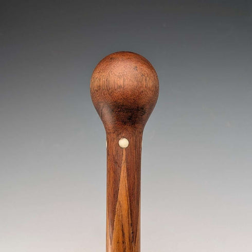 アンティーク ブラウン&タン 寄木ロンデルハンドル ステッキ 杖 88cm