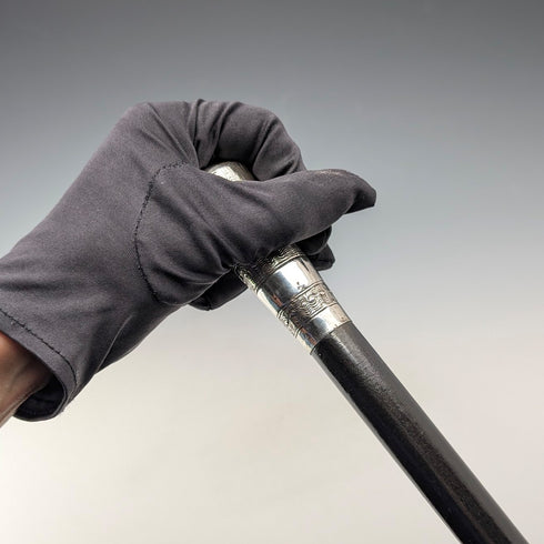 1922 年英國古董黑軸純銀圓柄手杖 91 公分女士