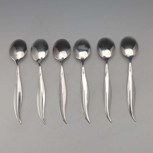 北欧ヴィンテージ エナメル装飾 純銀製 コーヒースプーン6本セット 計45g Otter Hval