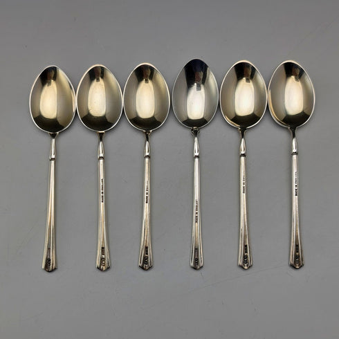 1954年 英国ヴィンテージ エナメル装飾 純銀製 コーヒースプーン6本セット 計72g Turner&Simpson ケース入