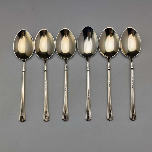 1954年 英国ヴィンテージ エナメル装飾 純銀製 コーヒースプーン6本セット 計72g Turner&Simpson ケース入