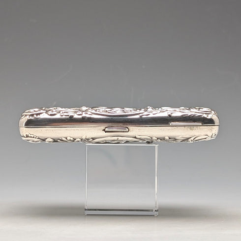 1898年 英国アンティーク 純銀製 両開き型 極厚カードケース 127g レリーフ装飾 Joseph Gloster 極美品