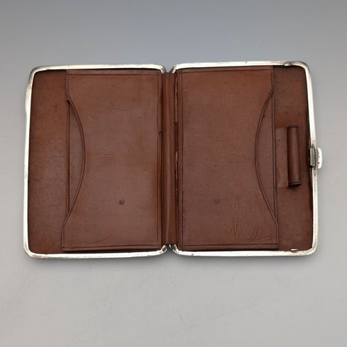 1898年 英国アンティーク 純銀製 両開き型 極厚カードケース 127g レリーフ装飾 Joseph Gloster 極美品