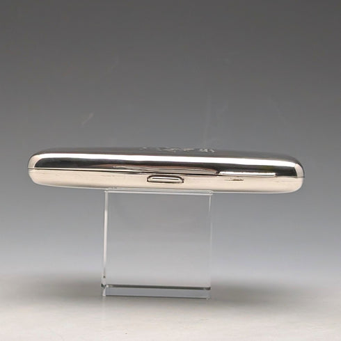 1897 British antique sterling silver double door card case, mirror finish, coat of arms engraved, 107g