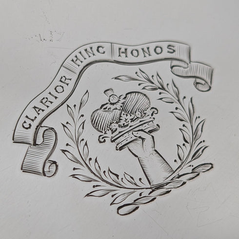 1897 British antique sterling silver double door card case, mirror finish, coat of arms engraved, 107g