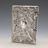 1897 British antique relief angel sculpture sterling silver card case 79g William Comyns