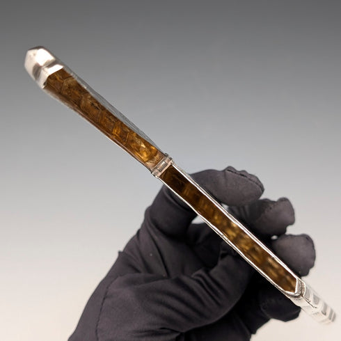 1901 British antique scroll engraved sterling silver card case 68g WILLIAM M. HAYES