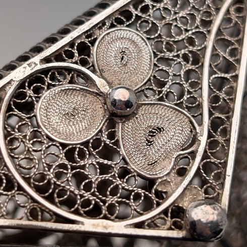 Vintage silver filigree purse with chain, coin purse, 40g