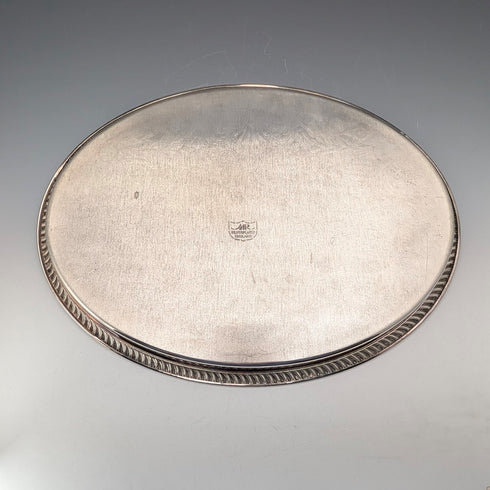 復古英國銀盤橢圓形畫廊托盤,寬 40 厘米