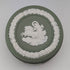 British Vintage Wedgwood Jasperware Cylinder Box, Small Item Holder, Green