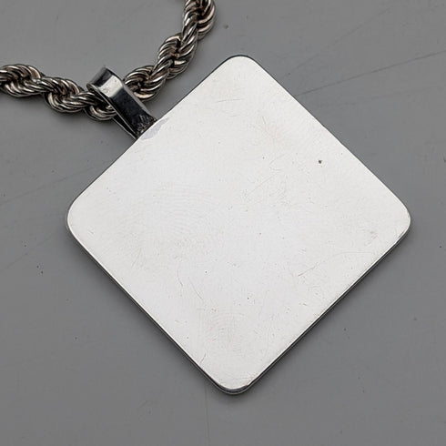 1977年 英国 純銀製 ジュビリーインゴットペンダント計32g 純銀ツイストネックレス付 RJ