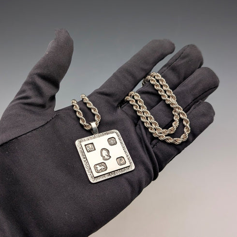 1977年 英国 純銀製 ジュビリーインゴットペンダント計32g 純銀ツイストネックレス付 RJ