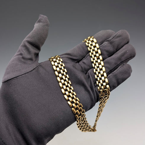 英国ヴィンテージ 9ctロールドゴールド パンサーリンク ネックレス Henry Griffith & Sons Ltd