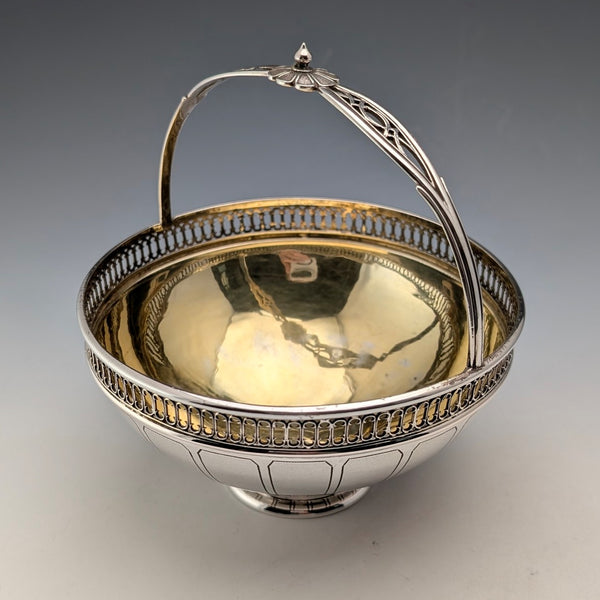 German antique 800 silver basket with handle 137g Wilkins