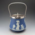 Antique British Wedgwood Biscuit Barrel Jasperware Royal Blue