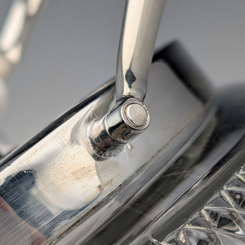 復古英國釘紋玻璃罐,附手柄和鍍銀蓋