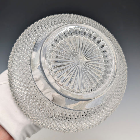 復古英國釘紋玻璃罐,附手柄和鍍銀蓋