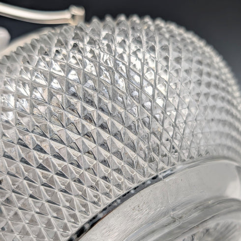 復古英國釘紋玻璃罐,附手柄和鍍銀蓋