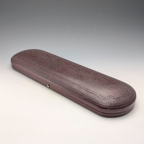 Circa 1852 British antique sterling silver handle fish server pair in case by John Gilbert