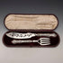 Circa 1852 British antique sterling silver handle fish server pair in case by John Gilbert